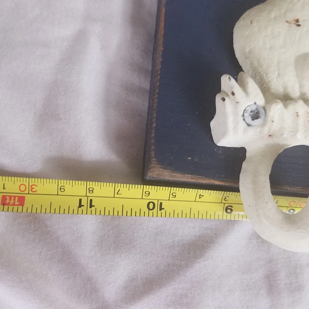 Back Door Gifts Bunny Wall Hook Rack Blue Cream Farmhouse 3hook cast iron key